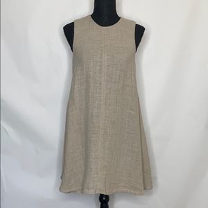 Zara Neutral Beige Linen-Blend Midi Dress